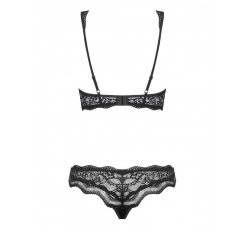 CONJUNTO DE LINGERIE DE RENDA PRETA - L/XL