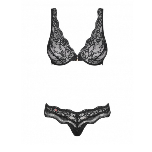 ENSEMBLE DE LINGERIE DENTELLE NOIRE - L/XL